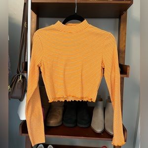 Orange and white striped crop top, S, never worn